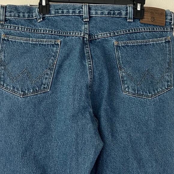 Vintage Wrangler rugged wear two toned jeans workwear Y2K 90s brush guard 40 - Picture 11 of 14